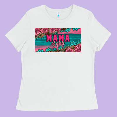 Pink Roses Mama Of Girls License Plate Ladies Tee Designed By Artiststas