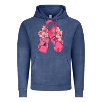 Vintage Denim breast cancer with boxing gloves Vintage Hoodie - MaliasSmallBusiness