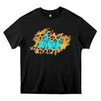 Black glitter leopard turquoise patch Heavy Core Tee - AdoDesignShop