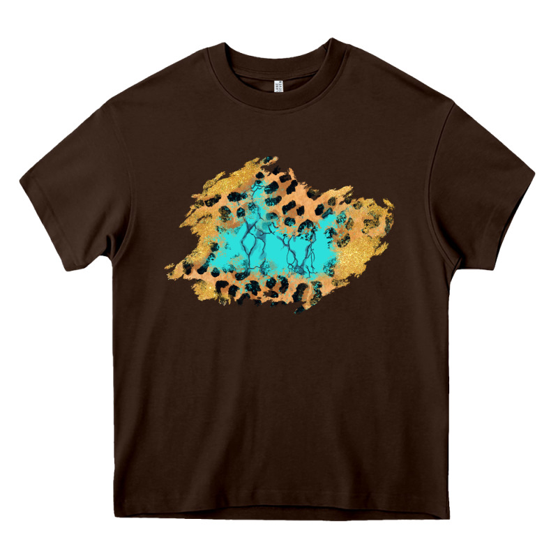 Glitter Leopard Turquoise Patch Heavy Core Tee by AdoDesignShop | Teevron