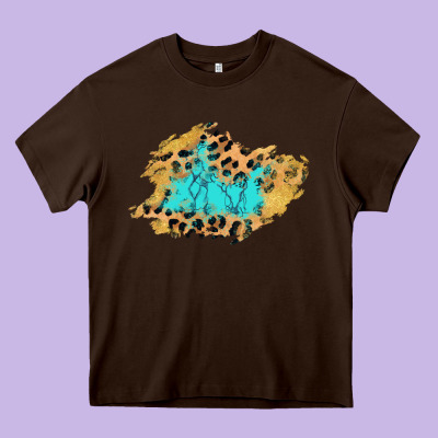 Glitter Leopard Turquoise Patch Heavy Core Tee Designed By Adodesignshop