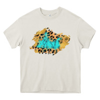 Cream glitter leopard turquoise patch Heavy Core Tee - AdoDesignShop