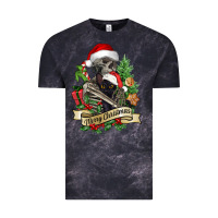 Cloud Black Merry Christmas skeleton with black cat Vintage Tee - NancyCooperArtShop