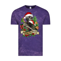 Cloud Purple Merry Christmas skeleton with black cat Vintage Tee - NancyCooperArtShop