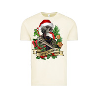 Vintage Arctic Merry Christmas skeleton with black cat Vintage Tee - NancyCooperArtShop