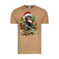 Merry Christmas Skeleton With Black Cat Vintage Tee | Teevron