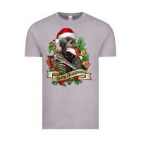Vintage Zinc Merry Christmas skeleton with black cat Vintage Tee - NancyCooperArtShop