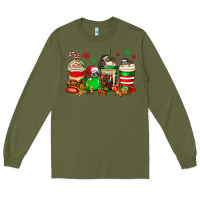 Army Green christmas sloth coffee cups Long Sleeve Tee - Jasminsmagicworld
