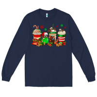 Navy christmas sloth coffee cups Long Sleeve Tee - Jasminsmagicworld
