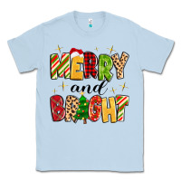 Dusty Blue merry and bright Classic Tee - MaliasSmallBusiness