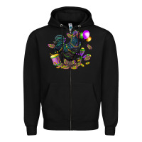 Black mardi gras chicken Zipper Hoodie - CowGirlArtShop