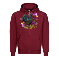 Burgundy mardi gras chicken Zipper Hoodie - CowGirlArtShop