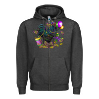Charcoal Heather mardi gras chicken Zipper Hoodie - CowGirlArtShop