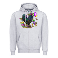 Heather Grey mardi gras chicken Zipper Hoodie - CowGirlArtShop
