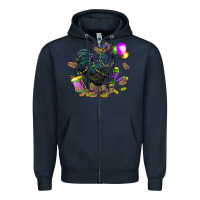 Navy mardi gras chicken Zipper Hoodie - CowGirlArtShop