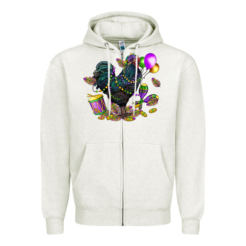 Mardi Gras Chicken Zipper Hoodie by CowGirlArtShop | Teevron