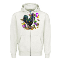 Oatmeal Heather mardi gras chicken Zipper Hoodie - CowGirlArtShop