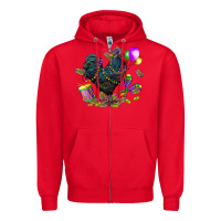 Red mardi gras chicken Zipper Hoodie - CowGirlArtShop