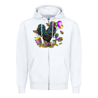 White mardi gras chicken Zipper Hoodie - CowGirlArtShop