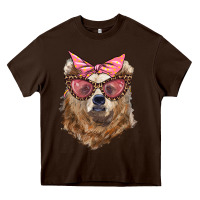 Chocolate Brown mama bear with glasses and bandana Heavy Core Tee - Artiststas