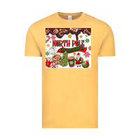 Vintage Mustard North Pole Hot Chocolate christmas Vintage Tee - MaliasSmallBusiness