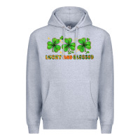 Heather Grey St. Patrick's Day lucky and blessed Premium Hoodie - HowdyJamesFarm