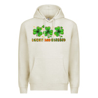 Oatmeal Heather St. Patrick's Day lucky and blessed Premium Hoodie - HowdyJamesFarm