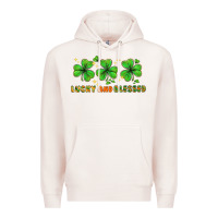 Pale Pink St. Patrick's Day lucky and blessed Premium Hoodie - HowdyJamesFarm