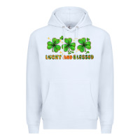 White St. Patrick's Day lucky and blessed Premium Hoodie - HowdyJamesFarm