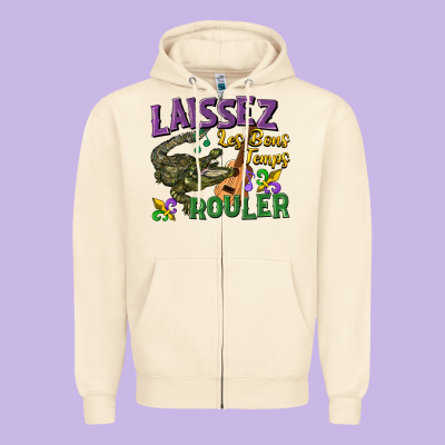 Laissez Les Bons Temps Rouler Zipper Hoodie Designed By Cowgirlartshop