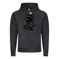 Vintage Black christmas cat with lights Vintage Hoodie - MaliasSmallBusiness
