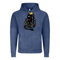 Vintage Denim christmas cat with lights Vintage Hoodie - MaliasSmallBusiness