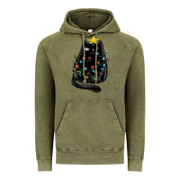Vintage Olive christmas cat with lights Vintage Hoodie - MaliasSmallBusiness