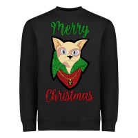 Black Merry Christmas Cat Heavyweight Sweatshirt - Bettercallsaul