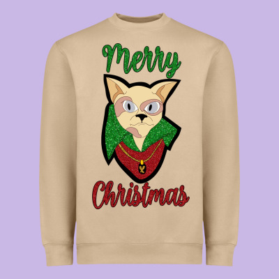 Merry Christmas Cat Heavyweight Sweatshirt Designed By Bettercallsaul