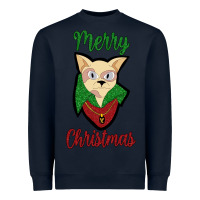 Navy Merry Christmas Cat Heavyweight Sweatshirt - Bettercallsaul