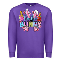 Purple Easter Teacher bunny Premium Sweatshirt - OliviaCreatesArt