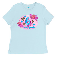 Baby Blue back to school flowers sixth grade 3200x2400 Ladies Tee - AdoDesignShop