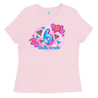 Bubblegum Pink back to school flowers sixth grade 3200x2400 Ladies Tee - AdoDesignShop