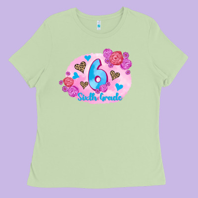 Back To School Flowers Sixth Grade 3200x2400 Ladies Tee Designed By Adodesignshop