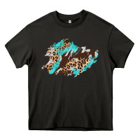 Asphalt cowhide leopard turquoise patch Heavy Core Tee - AdoDesignShop