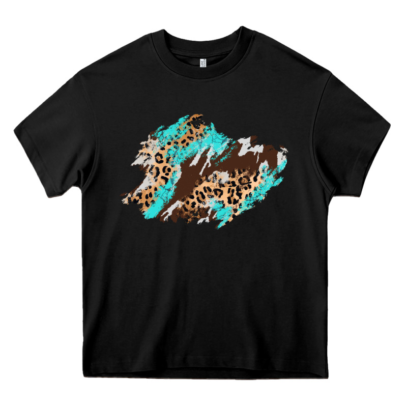 Cowhide Leopard Turquoise Patch Heavy Core Tee by AdoDesignShop | Teevron