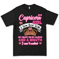 Black As A Capricorn Girl I Was Born With My Heart On My Sleeve And A Mouth Premium Tee - Jasminsmagicworld