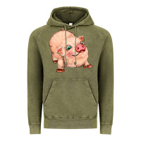 Vintage Olive pig Vintage Hoodie - MaliasSmallBusiness
