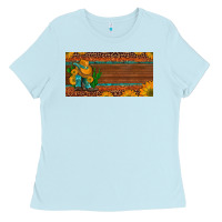 Baby Blue custom cowboy boots sunflowers and cactus license plate Ladies Tee - Artiststas