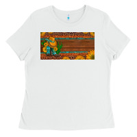 White custom cowboy boots sunflowers and cactus license plate Ladies Tee - Artiststas