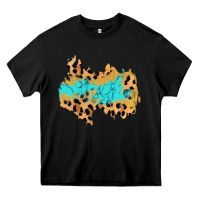 Black glitter leopard turquoise patch Heavy Core Tee - AdoDesignShop