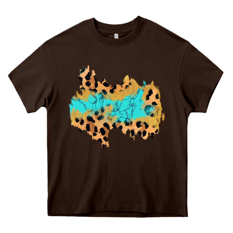 Glitter Leopard Turquoise Patch Heavy Core Tee by AdoDesignShop | Teevron