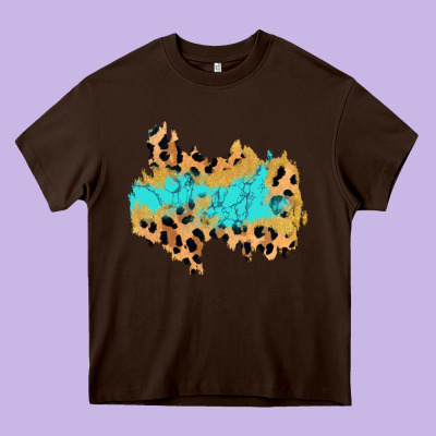 Glitter Leopard Turquoise Patch Heavy Core Tee Designed By Adodesignshop
