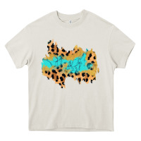 Cream glitter leopard turquoise patch Heavy Core Tee - AdoDesignShop